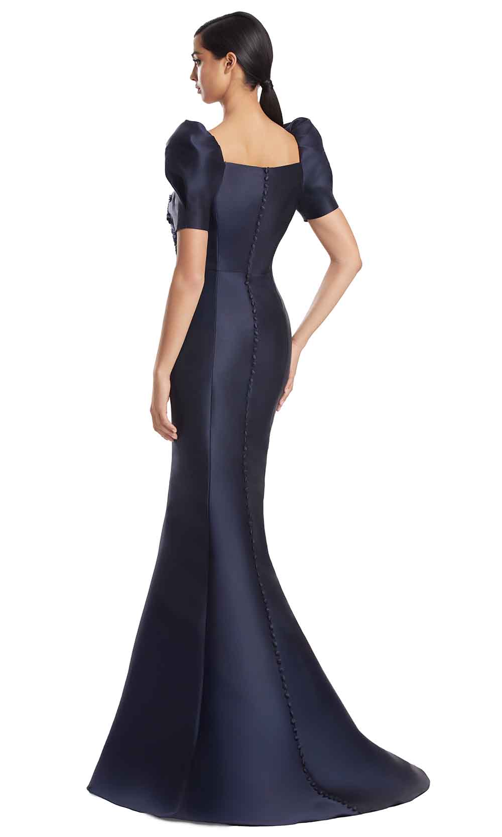 Alexander Back Alexander by Daymor 3227S26 - Long Trumpet Dress - Puff short sleeves ...