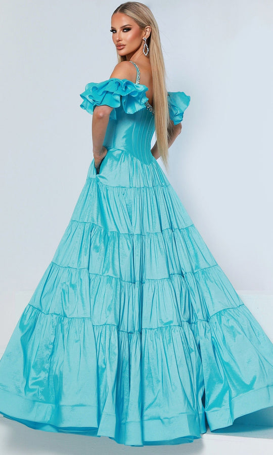 Johnathan Kayne 3230 - Cold Shoulder Corset Ruffled Prom Gown