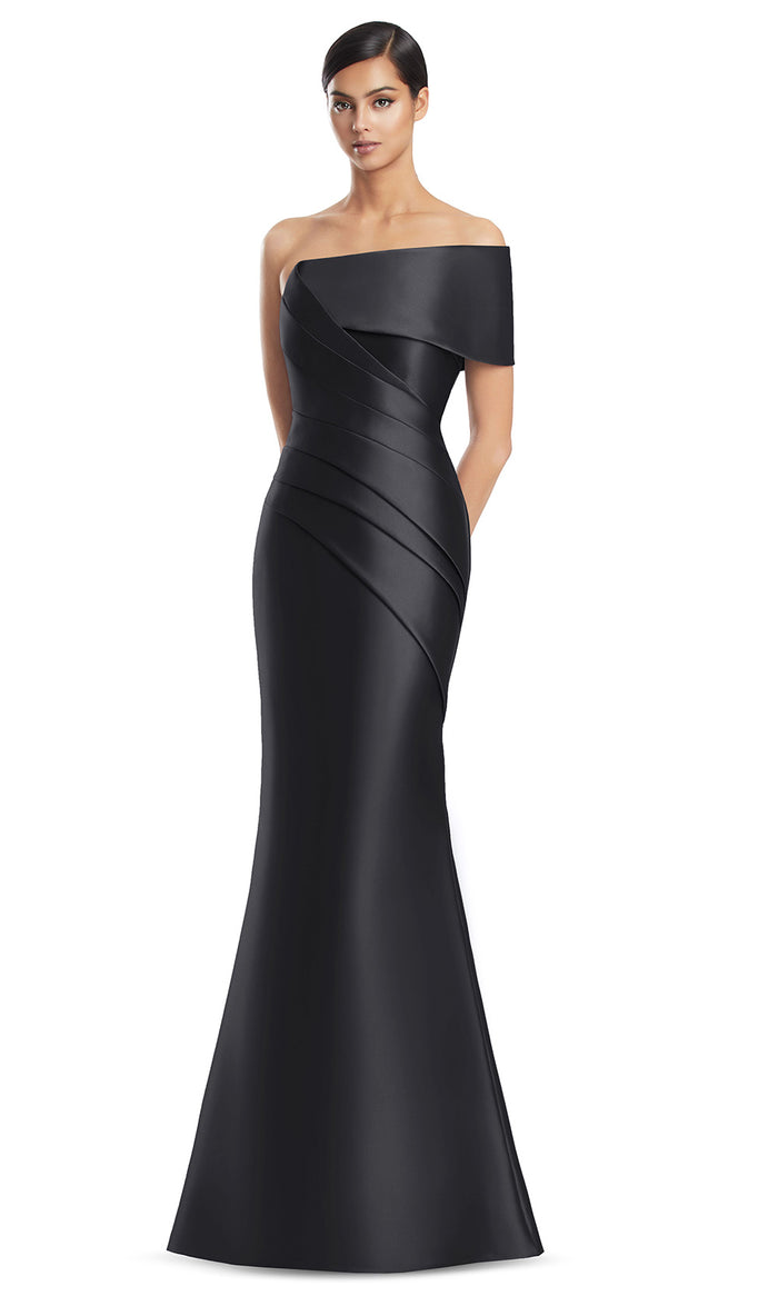 asymmetric off the shoulder dress Alexander by Daymor 3232S26 - Long Trumpet Dress
