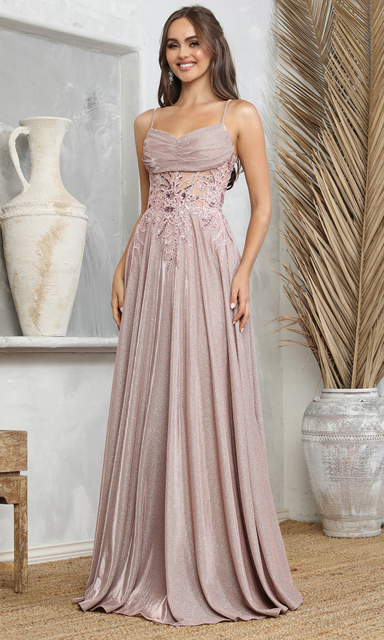 Adora Design 3232 - Spaghetti Strap Lace Applique Prom Dress