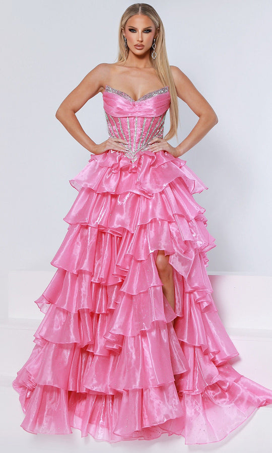 Johnathan Kayne 3232 - Crystal Corset Tiered Prom Gown