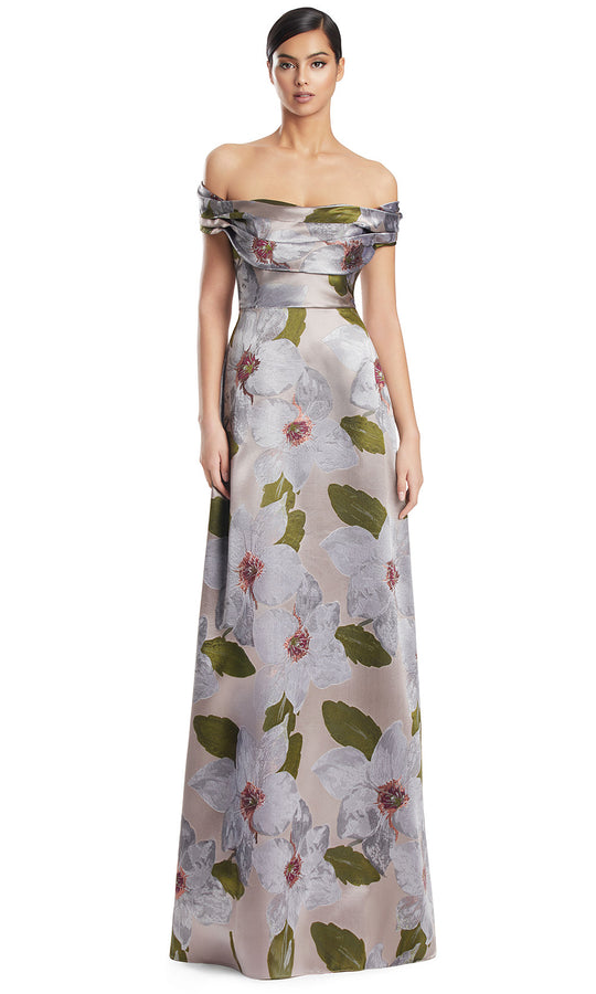 Alexander by Daymor 3247S26 - Off Shoulder Floral Jacquard Gown