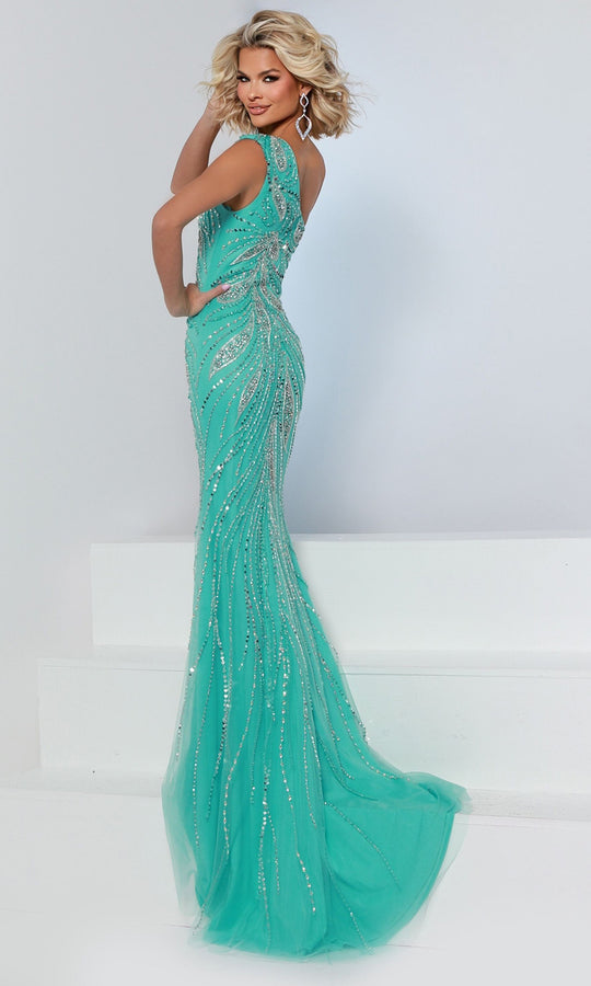 Johnathan Kayne 3260 - Crystal One-Shoulder Cape Mermaid Gown