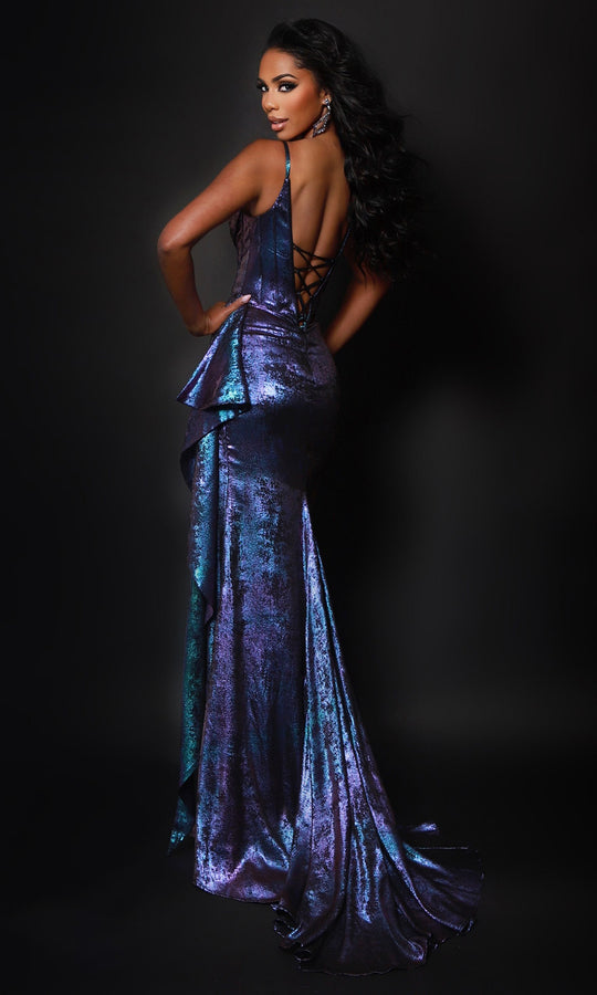 Johnathan Kayne 3289 - Metallic Corset Side?Draped Gown