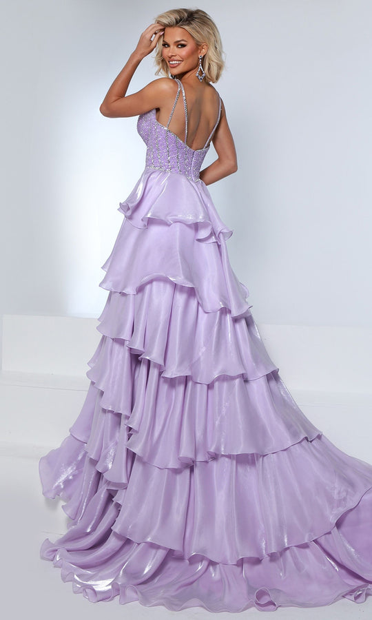 Johnathan Kayne 3309 - Mirror Chiffon Tiered Ruffle Ballgown