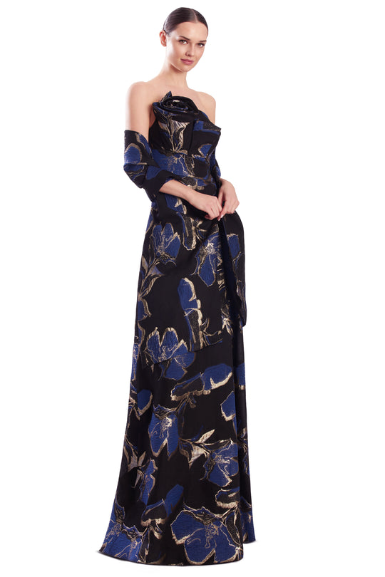 Alexander by Daymor 3316F26 - Floral One Shoulder A-Line Evening Gown