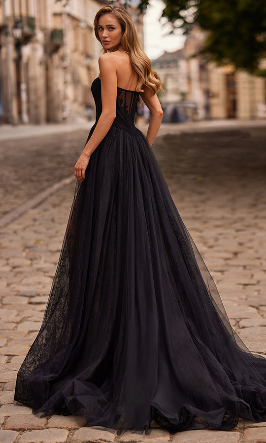 La Femme 33307 - Strapless Layered A-Line Gown with Slit