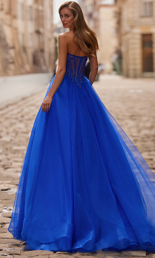 La Femme 33363 - Strapless Lace Accent A-Line Gown