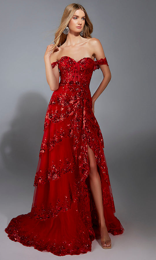 Aerie Couture 333 - Off Shoulder Tiered Sequin Gown