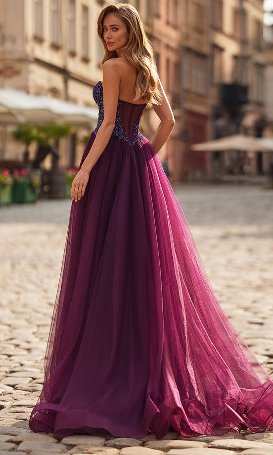 La Femme 33410 - Strapless Beaded Lace Ballgown