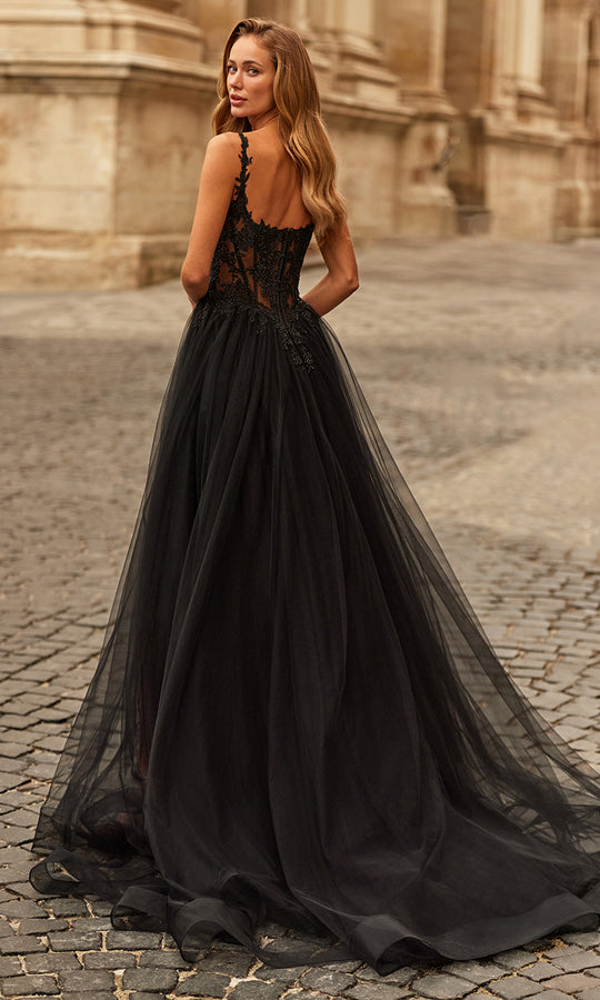 La Femme 33499 - Beaded Applique Scoop Tulle Gown