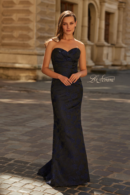 La Femme 33539 - Jacquard Sweetheart Fitted Formal Gown