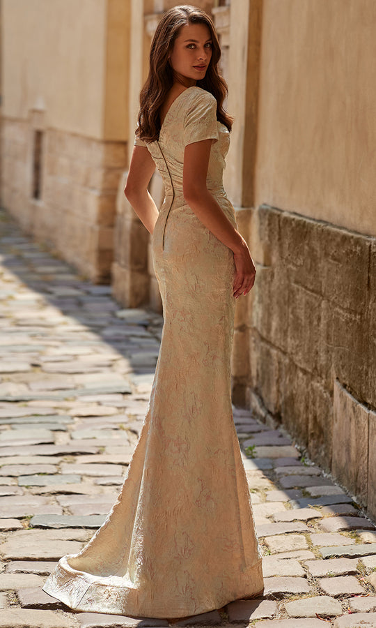 La Femme 33598 - Short Sleeve Print Jacquard Formal Gown
