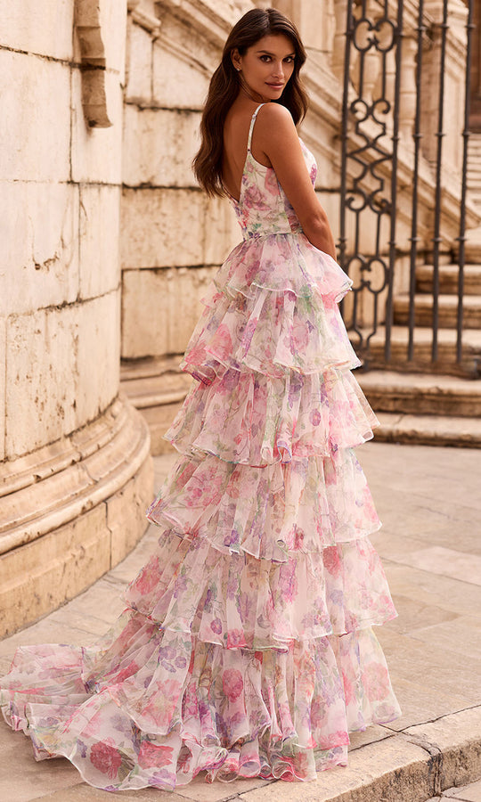 La Femme 33740 - Print Organza Ruffle A-Line Prom Gown