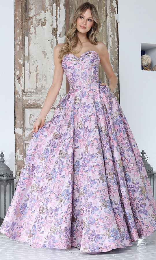 Adora Design 3385 - Strapless Floral Texture Ballgown