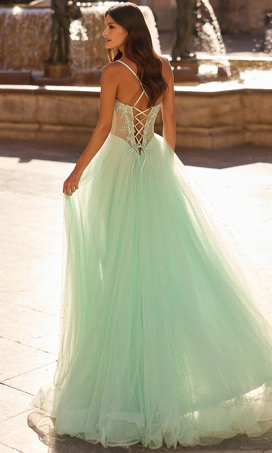 La Femme 33860 - Tulle A-Line Gown with Rhinestone Applique