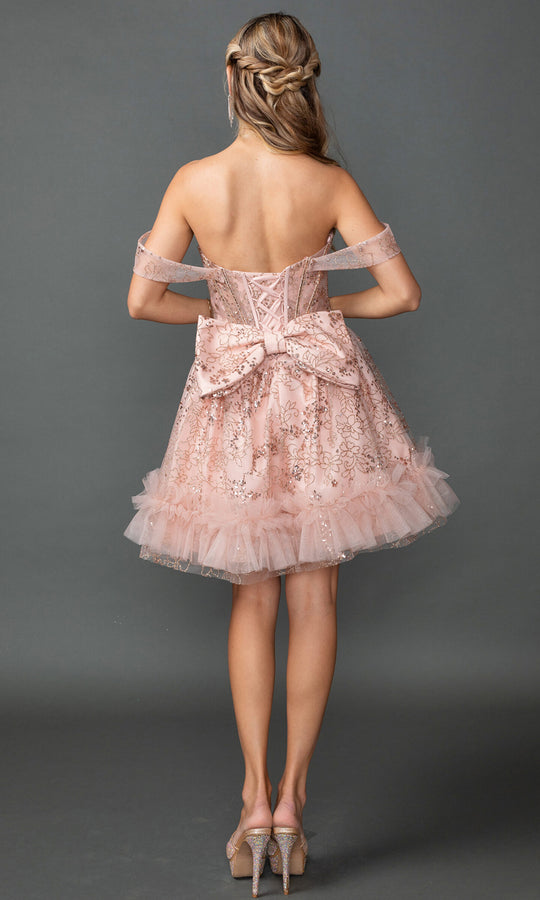 Dancing Queen 3422 - Embroidered Corset Ruffled Cocktail Dress