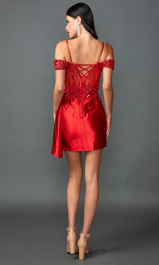 Dancing Queen 3426 - Sequin Embellished Cold Shoulder Short Dress