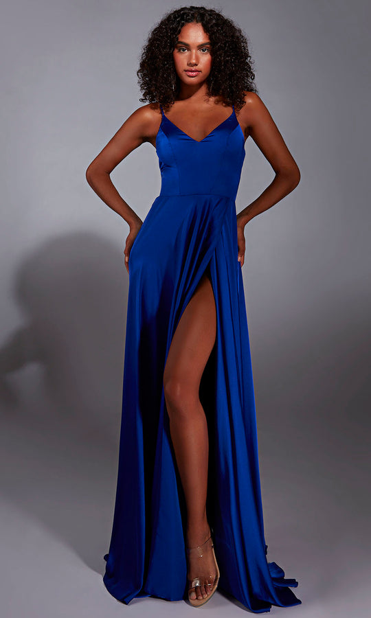 Aerie Couture 354 - Lace Up A Line Gown with High Slit