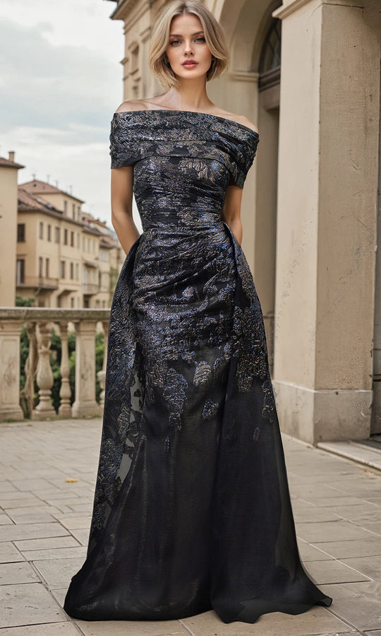 Janique 361050 - Strapless Overskirt Textured Gown