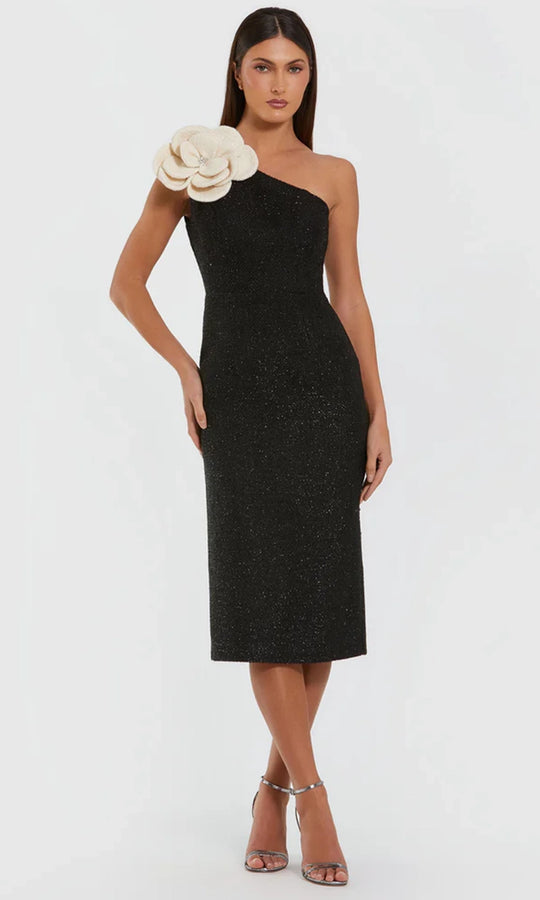 Ieena Duggal 37066 - One Shoulder Floral Accent Fitted Dress