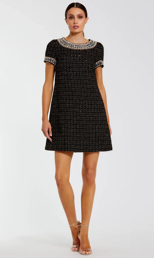 Ieena Duggal 37075 - Rhinestone Trim Short Sleeve Dress