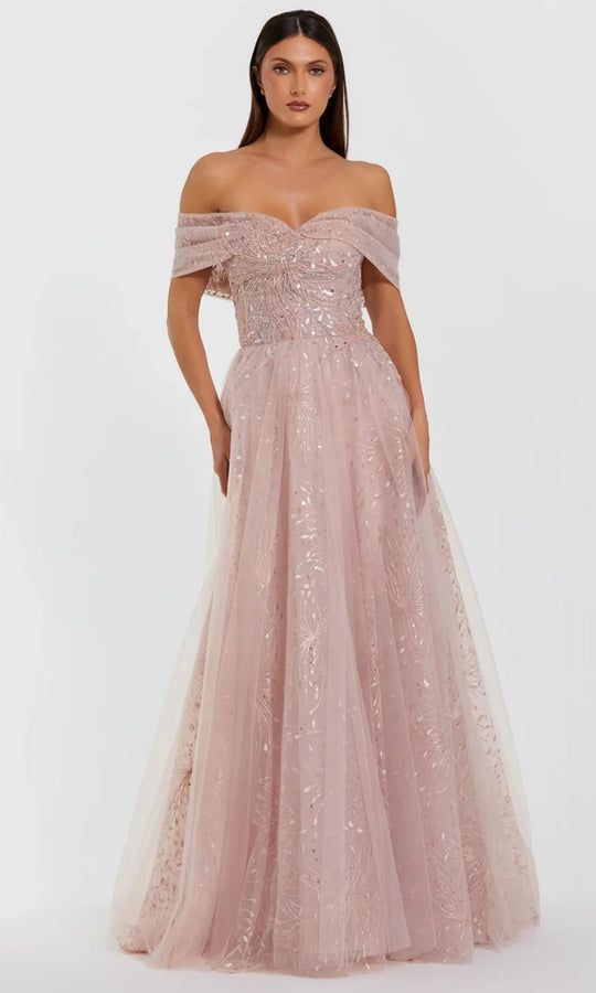 Mac Duggal 37083 - A-Line Embroidered Tulle Evening Gown