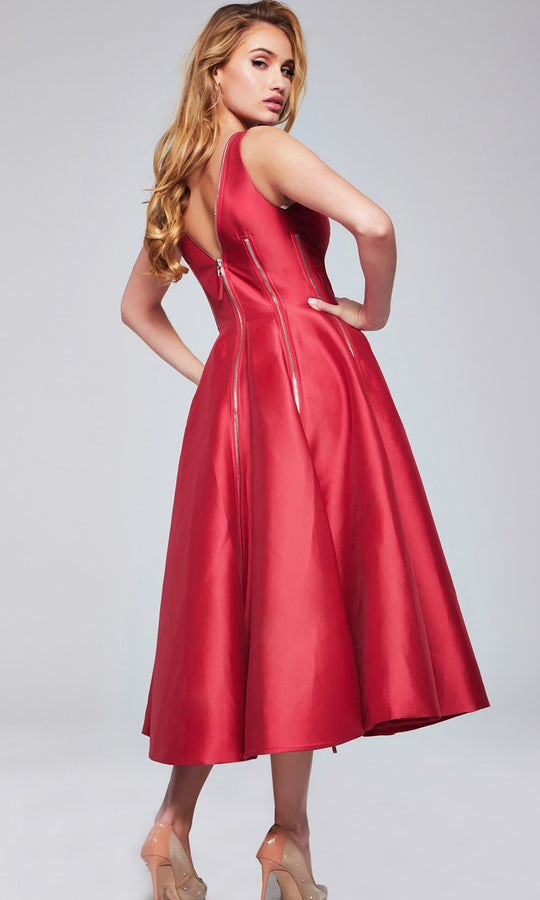 Jovani 37393 - Sleeveless Tea-Length Dress with Zipper Detail
