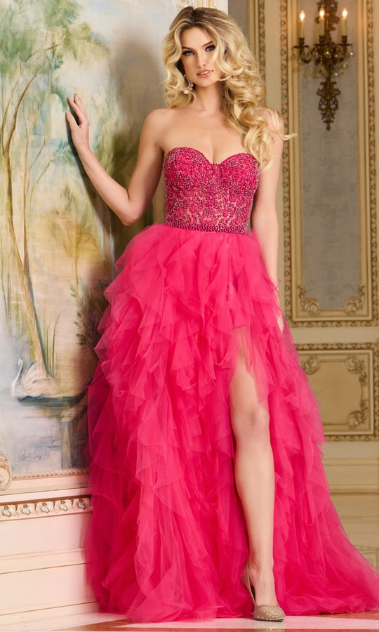 Jovani 40816 - Ruffle Skirt Sweetheart Tulle Gown