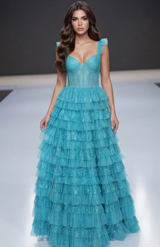 Jovani 38251 - Off Shoulder Glitter Ballgown