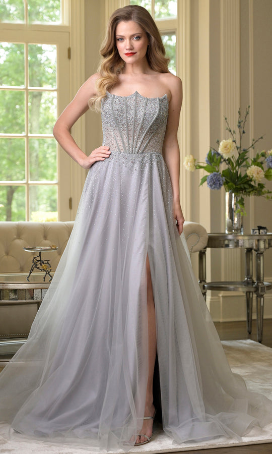 Colors Dress 3879 - Regal Cape Beaded A-line Gown