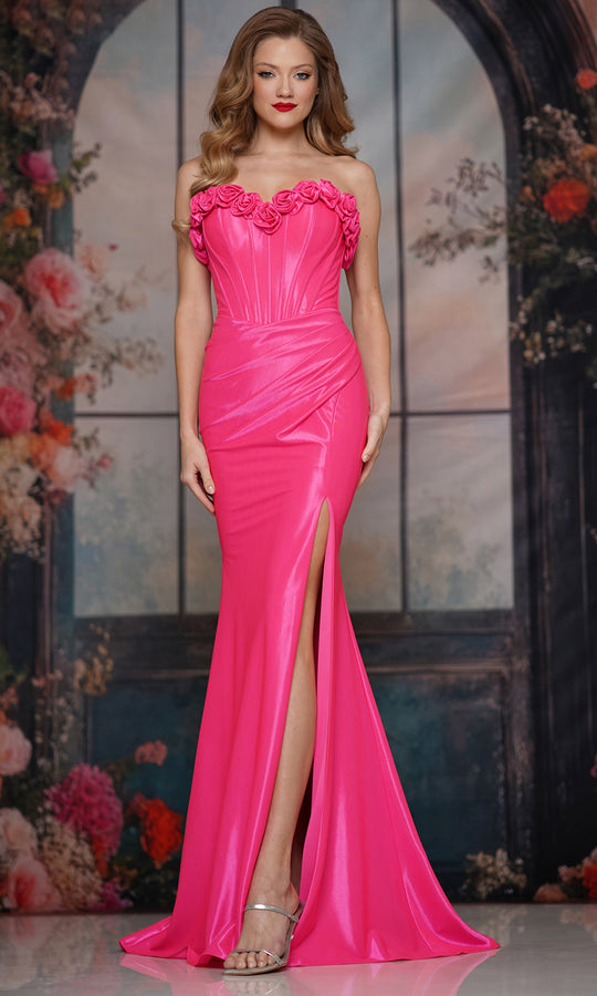 Colors Dress 3895 - Floral Neckline Corset Evening Gown