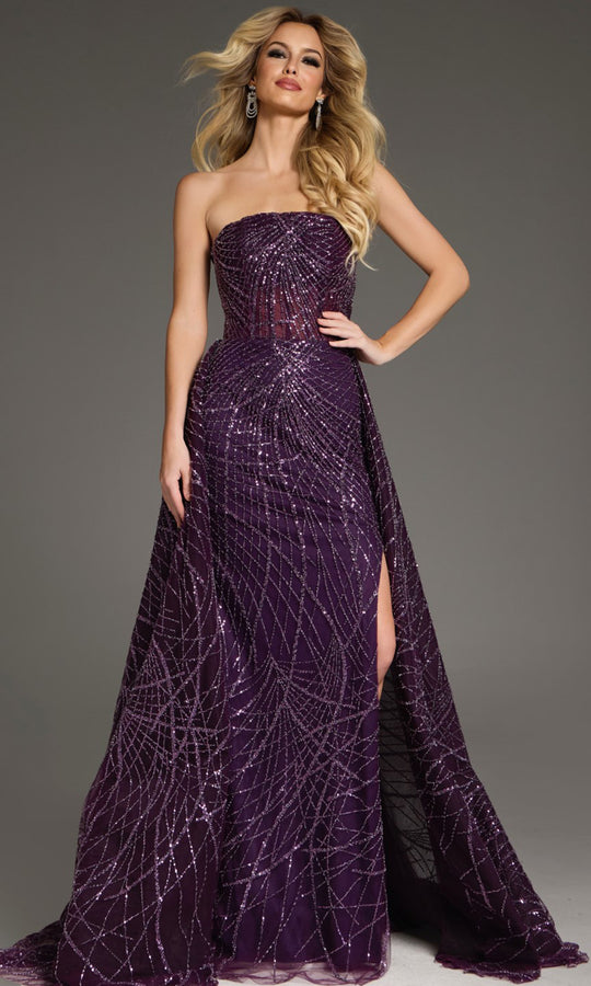 Jovani 39029 - Strapless Sequin Mesh Overskirt Gown
