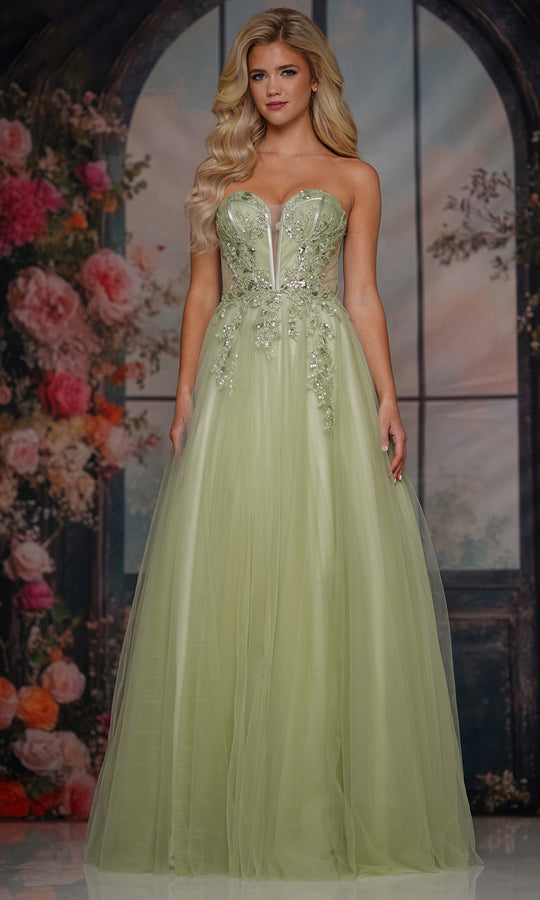 Colors Dress 3923 - Beaded Embroidered Plunging Sweetheart Gown