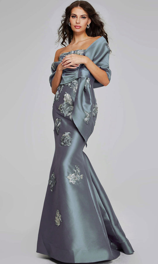 Jovani 39261 - Straight Neck Floral Embroidered Gown