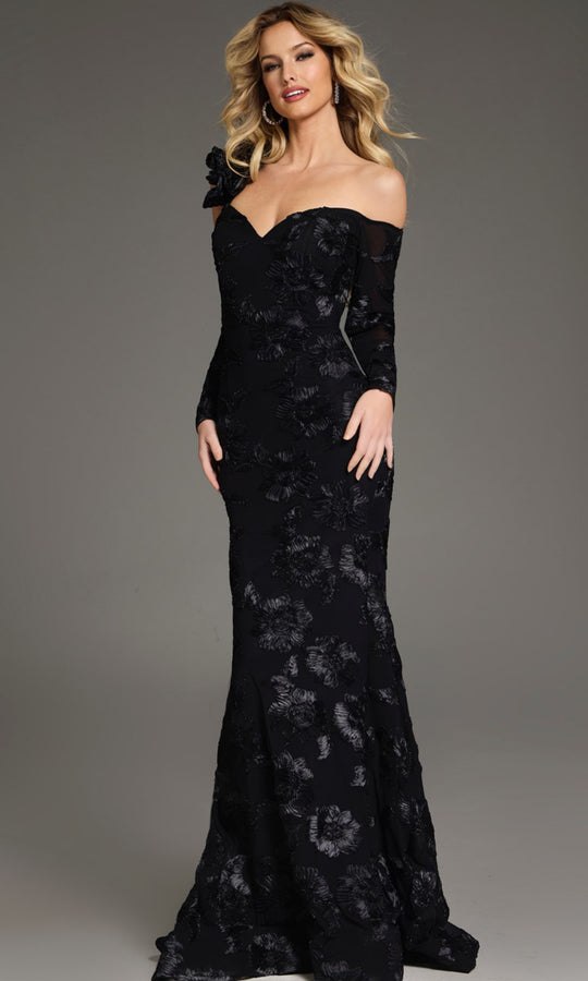 Jovani 39266 - Long Sleeve Floral Lace Evening Gown