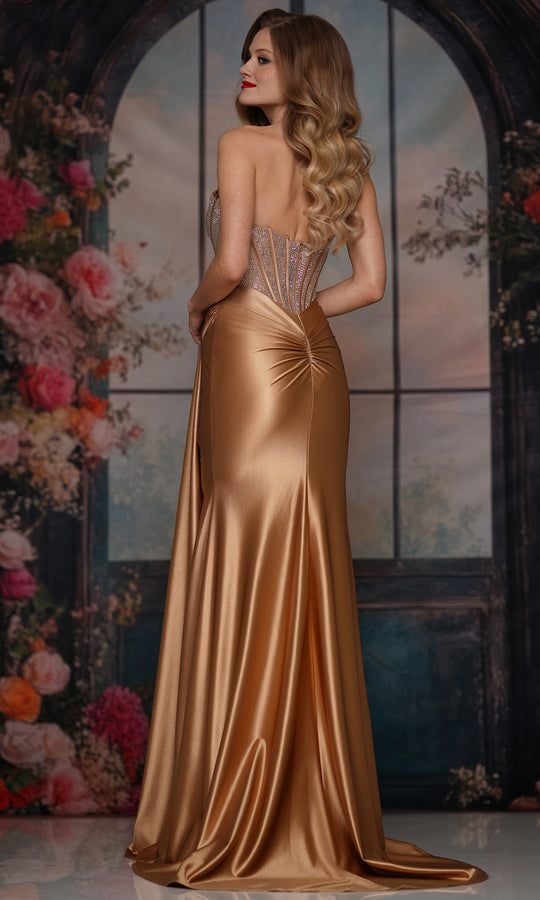 Colors Dress 3933 - Embellished Corset Gown with Side Sash