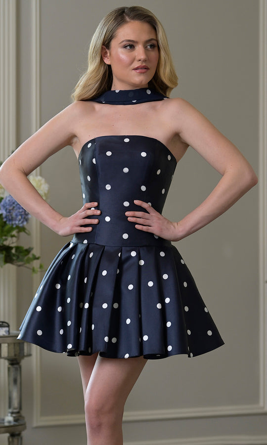 Colors Dress 3957 - Strapless Polka Dot Party Dress