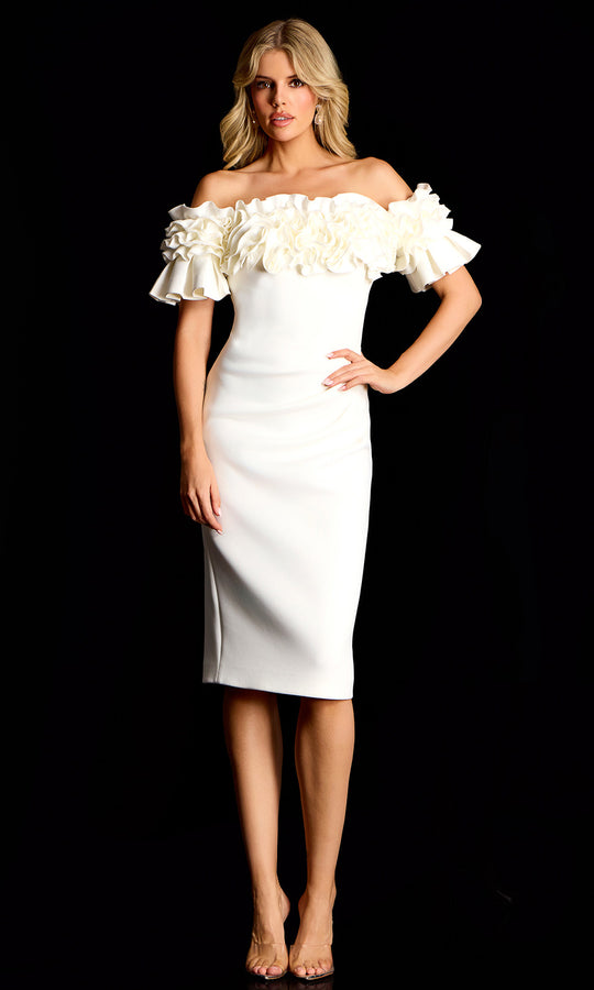 Jovani 39752 - Knee-Length Ruffle Neckline Dress