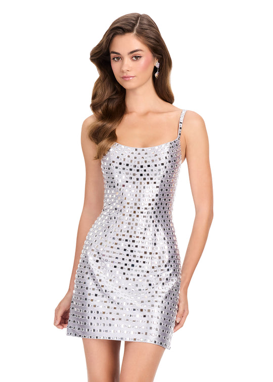 Ashley Lauren 40049 - Mirror Beaded Sleeveless Scoop Cocktail Dress
