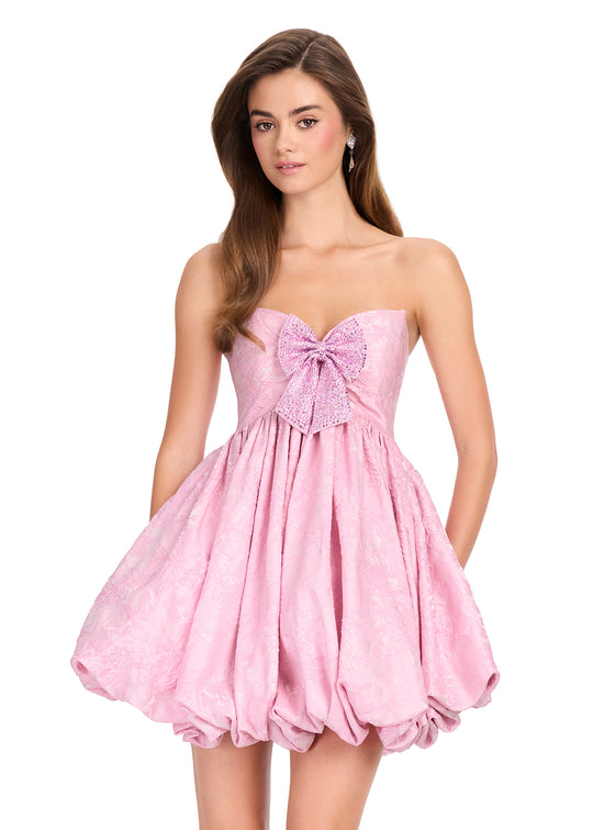 Ashley Lauren 40086 - Beaded Bow A-Line Brocade Cocktail Dress