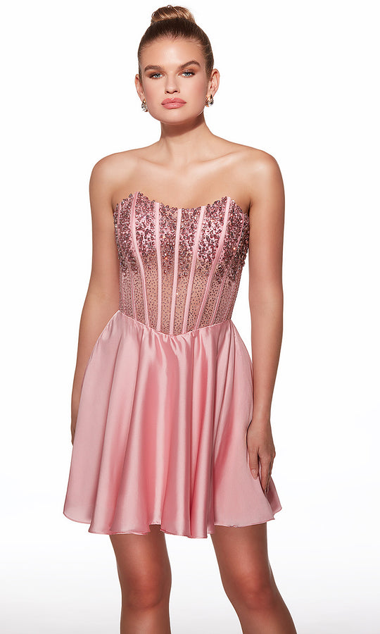 Alyce Paris 40101 - Satin A-Line Dress with Beaded Corset