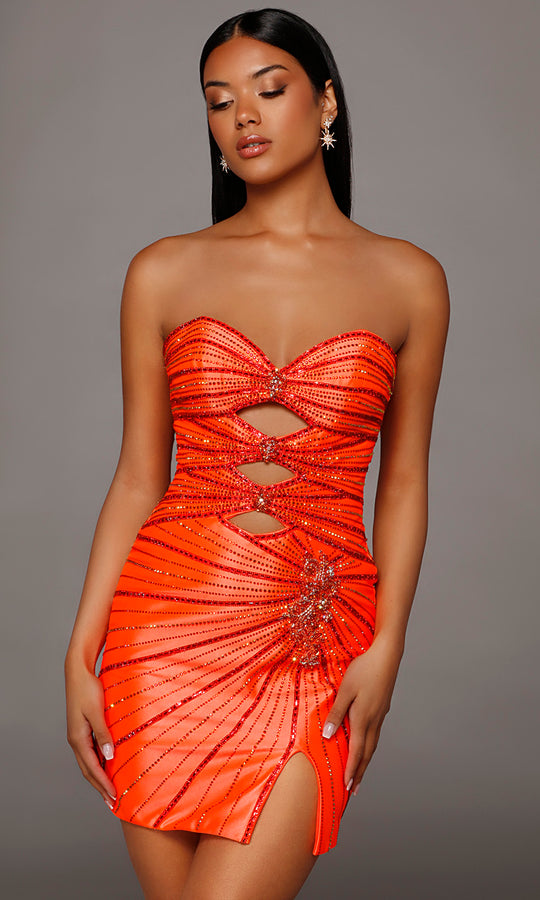 Alyce Paris 40201 - Strapless Beaded Dress with Front Cutouts