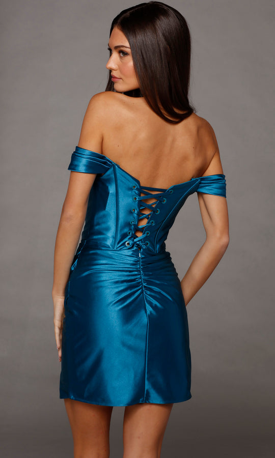 Alyce Paris 40209 - Off Shoulder Corset Draped Short Dress