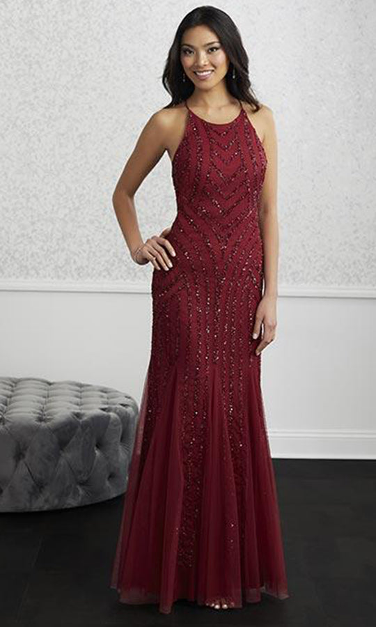 Adrianna Papell Platinum - 40226 Long Lace Up Back Trumpet Gown