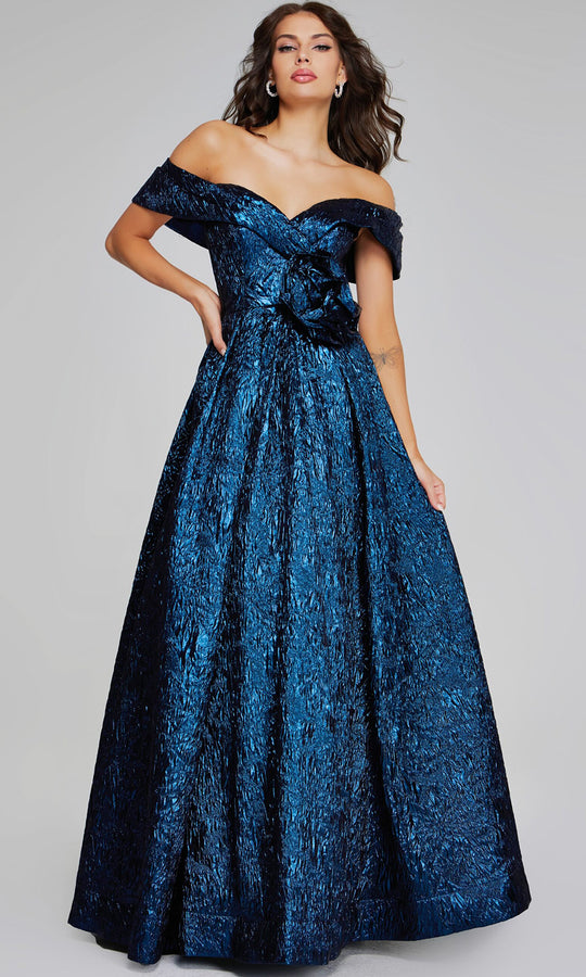 Jovani 40288 - Metallic Off Shoulder A-line Gown