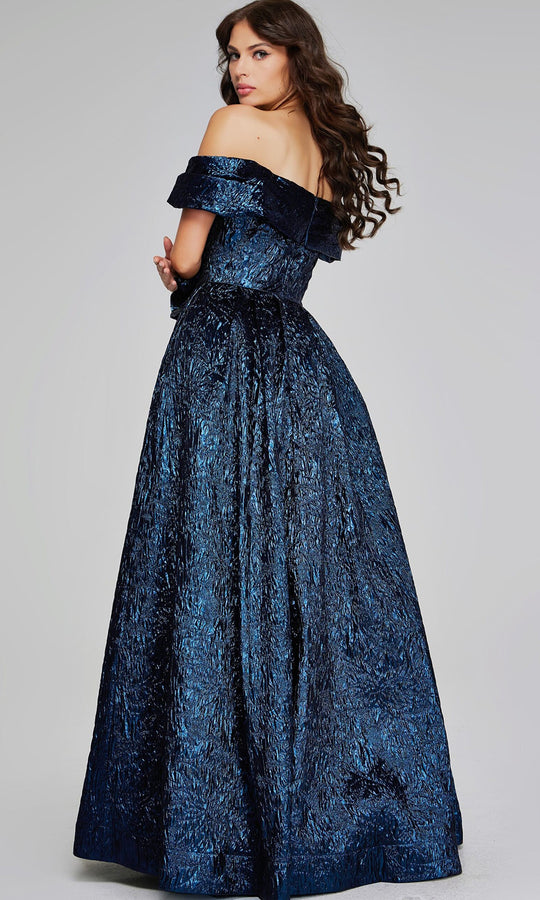 Jovani 40288 - Metallic Off Shoulder A-line Gown