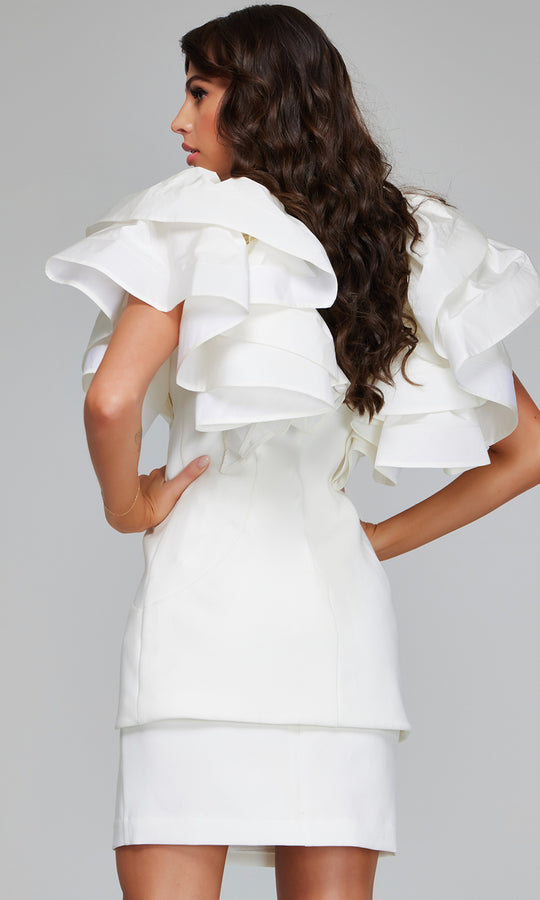 Jovani 40292 - Two Piece V-Neckline Dress with Ruffle Sleeves