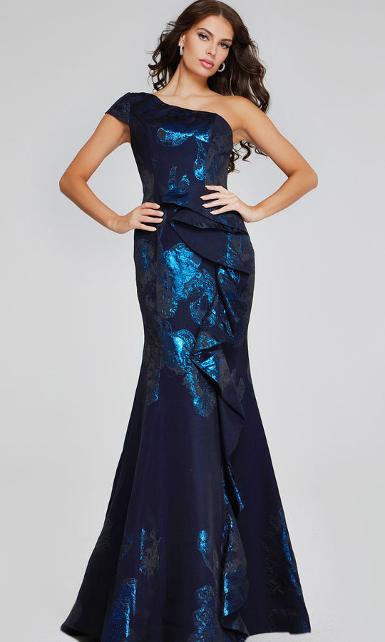 Jovani 40320 - One Shoulder Metallic Mermaid Gown