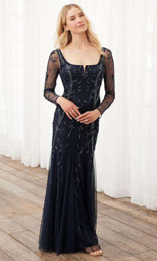 Adrianna Papell Platinum 40396 - Sheer Floral Beaded Dress